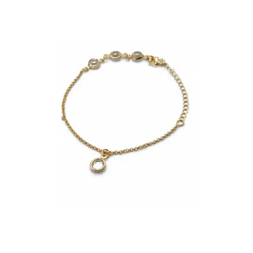 PULSEIRA PEDRAS CRISTAL BANHADA A OURO 18K