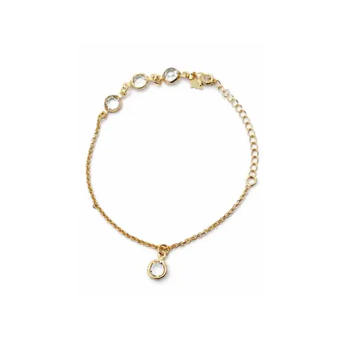 PULSEIRA PEDRAS CRISTAL BANHADA A OURO 18K