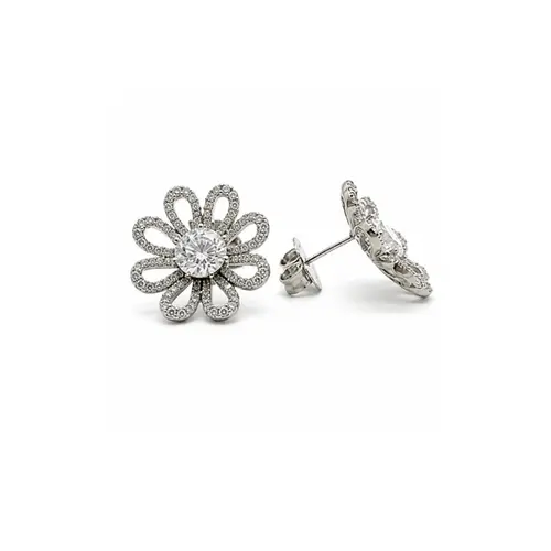 BRINCO FLOR BANHADO A OURO BRANCO
