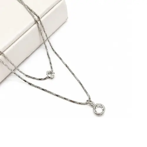 CHOKER DUPLA BANHADA A OURO BRANCO