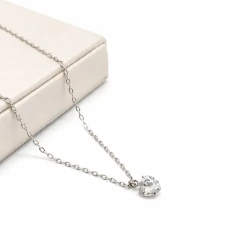 CHOKER CORAÇÃO BANHADA A OURO BRANCO