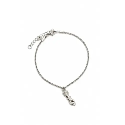 PULSEIRA MÃO DE HAMSÁ BANHADA A OURO BRANCO