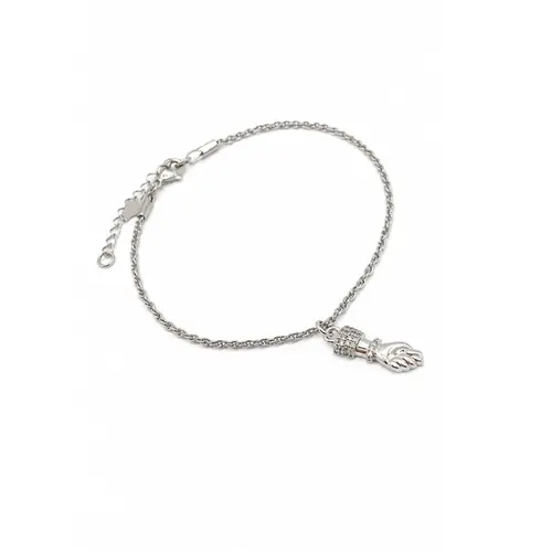 PULSEIRA MÃO DE HAMSÁ BANHADA A OURO BRANCO