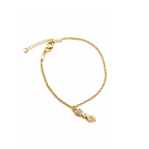 PULSEIRA MÃO DE HAMSÁ BANHADA A OURO 18K