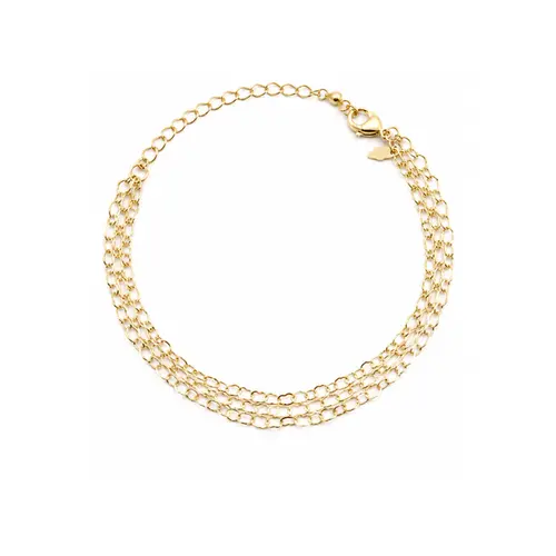 PULSEIRA CORAÇÃO3 FILEIRAS BANHADA A OURO 18K