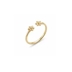 ANEL 2 FLORES BANHADO A OURO 18K