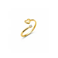 ANEL CORAÇÃO COM ZIRCÔNIA BANHADA A OURO 18K