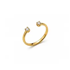 ANEL DUAS PEDRAS BANHADO A OURO 18K