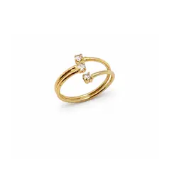ANEL 3 PEDRAS BANHADO A OURO 18K