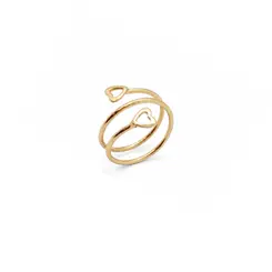 ANEL DUPLO CORAÇÃO BANHADO A OURO 18K