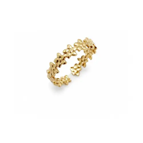 ANEL FLORES BANHADO A OURO 18K