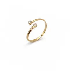 ANEL 2 PEDRAS BANHADO A OURO 18K