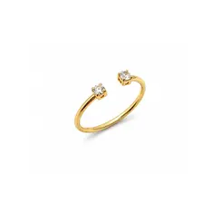 ANEL 2 PEDRAS BANHADO A OURO 18K