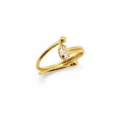 ANEL PEDRA OVAL BANHADO A OURO 18K