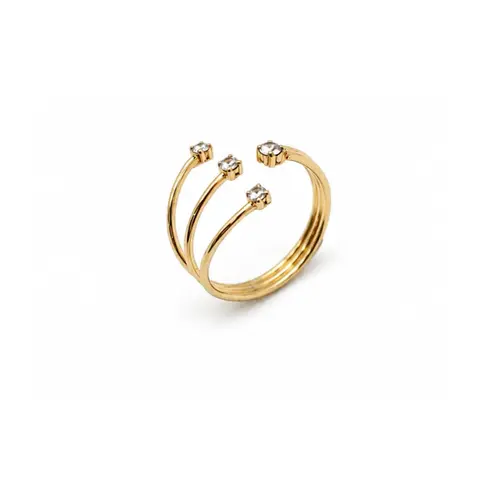 ANEL 3 FILEIRAS BANHADO A OURO 18K