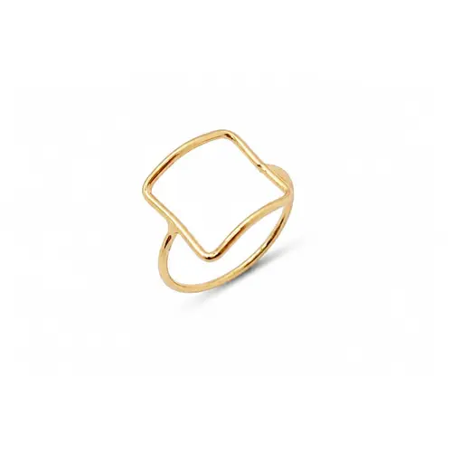 ANEL QUADRADO BANHADO A OURO 18K