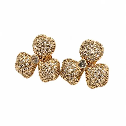 BRINCO TREVO CRAVEJADO BANHADO A OURO 18K.