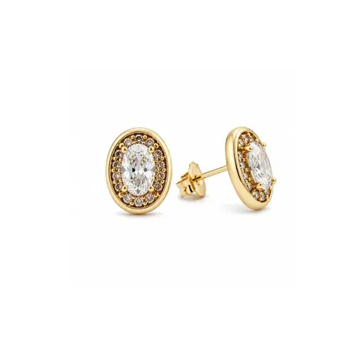BRINCO OVAL BANHADO A OURO 18K