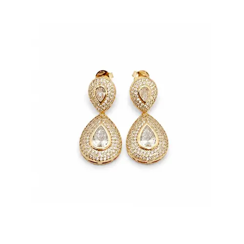 BRINCO GOTA CRAVEJADO BANHADO A OURO 18K.