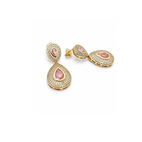 BRINCO GOTA CRAVEJADO BANHADO A OURO 18K.