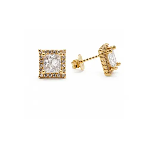 BRINCO QUADRADO BANHADO A OURO 18K