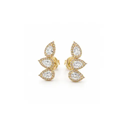 BRINCO GOTAS CRAVEJADO BANHADO A OURO 18K.