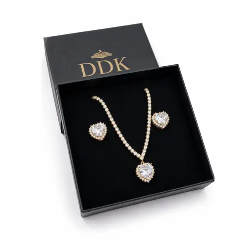 CONJUNTO CORAÇÃO BANHADO A OURO 18K