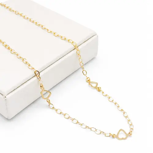 CHOKER CORAÇÕES BANHADA A OURO 18K