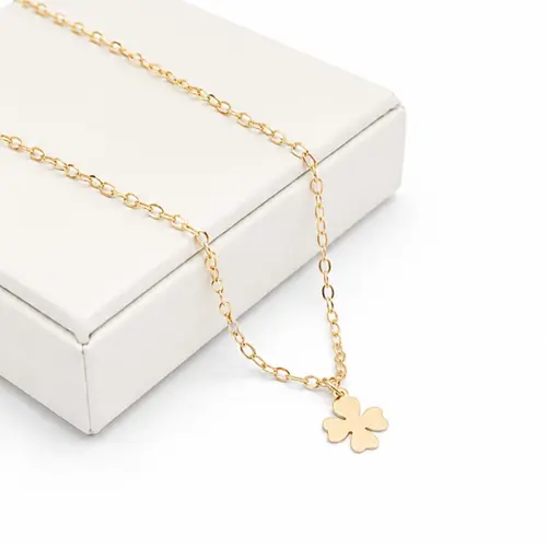 CHOKER TREVO LISO BANHADO A OURO 18K