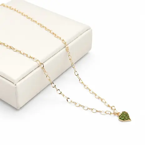CHOKER CORAÇÃO VERDE BANHADA A OURO 18K