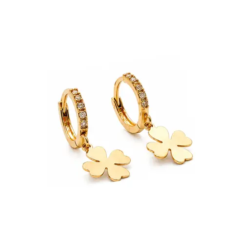 BRINCO TREVO LISO BANHADO A OURO 18K