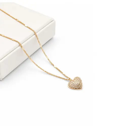 CHOKER CORAÇÃO CRAVEJADO BANHADO A OURO 18K