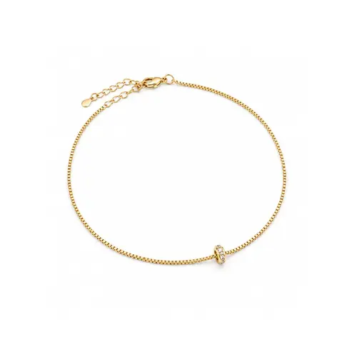 TORNOZELEIRA PINGENTE CRAVEJADO BANHADO A OURO 18K