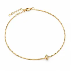 TORNOZELEIRA PINGENTE CRAVEJADO BANHADO A OURO 18K