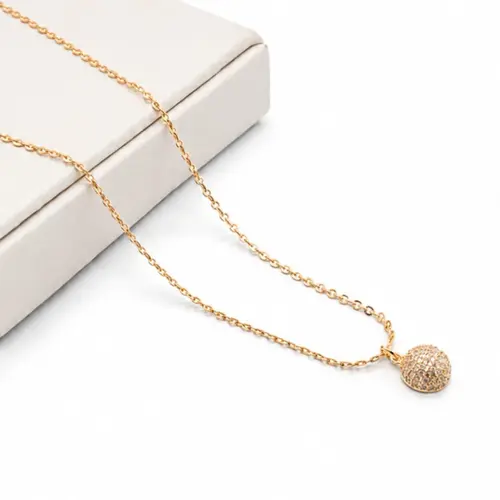 CHOKER PINGENTE CRAVEJADO BANHADA A OURO 18K