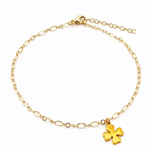 PULSEIRA TREVO LISA BANHADA A OURO 18K