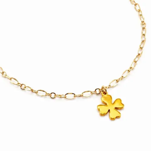PULSEIRA TREVO LISA BANHADA A OURO 18K