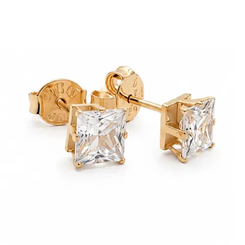 BRINCO PONTO DE LUZ QUADRADO BANHADO A OURO 18K