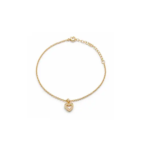 PULSEIRA CORAÇÃO CRAVEJADO BANHADO A OURO 18K