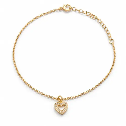 PULSEIRA CORAÇÃO CRAVEJADO BANHADO A OURO 18K