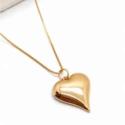COLAR CORAÇÃO LISO BANHADO A OURO 18K