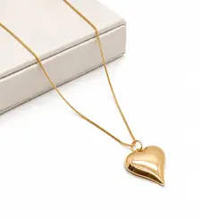 COLAR CORAÇÃO LISO BANHADO A OURO 18K