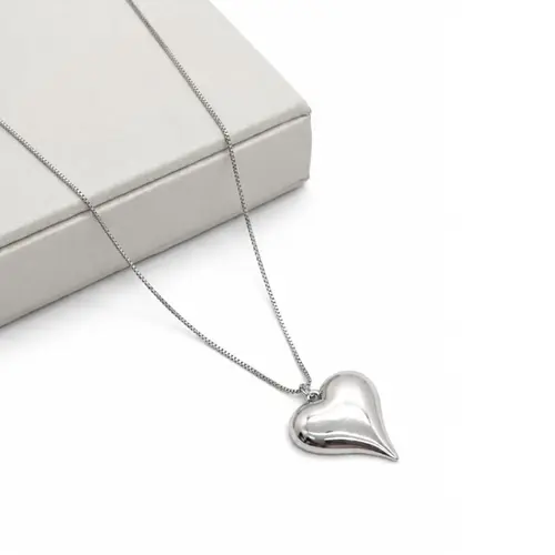COLAR CORAÇÃO LISO BANHADO A OURO BRANCO