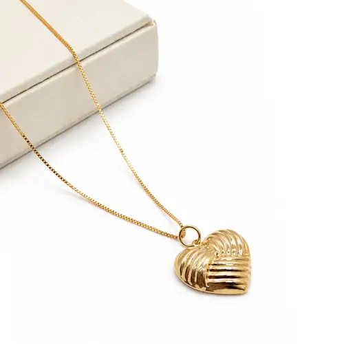 COLAR CORAÇÃO TEXTURIZADO BANHADO A OURO 18K