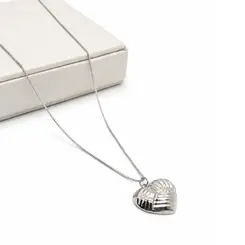 COLAR CORAÇÃO TEXTURIZADO BANHADO A OURO BRANCO