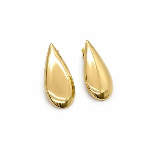 BRINCO OVAL LISO BANHADO A OURO 18K