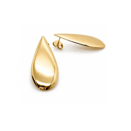 BRINCO OVAL LISO BANHADO A OURO 18K