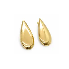 BRINCO OVAL LISO BANHADO A OURO 18K
