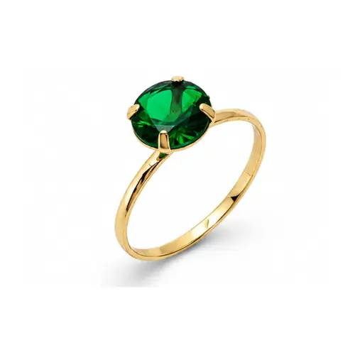 ANEL SOLITÁRIO VERDE BANHADO A OURO 18K