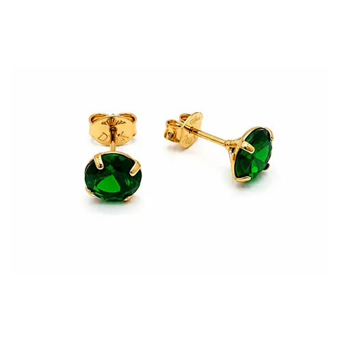 BRINCO PONTO DE LUZ VERDE BANHADO A OURO 18K